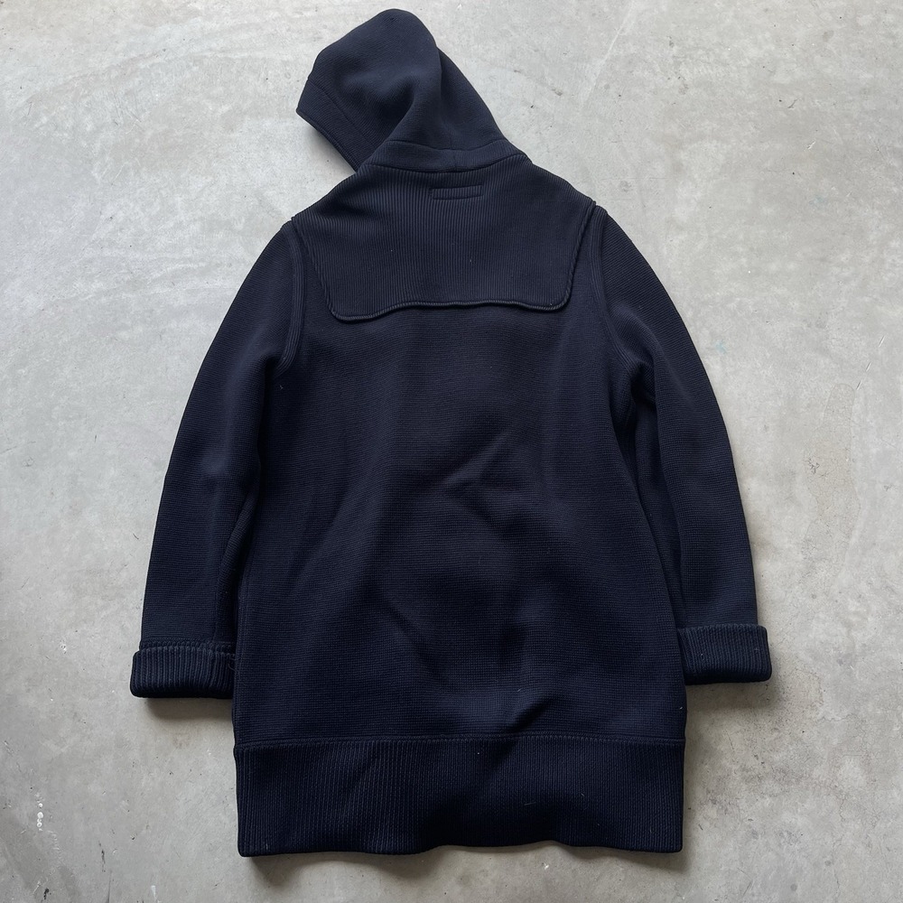 Burberry‎ Brit Merino Wool Knit Duffle Coat Navy Hooded Toggle Nova Check XL - Picture 6 of 10